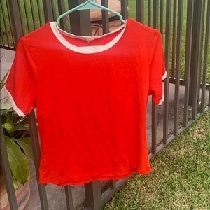 reddish orange ringer tee NWOT